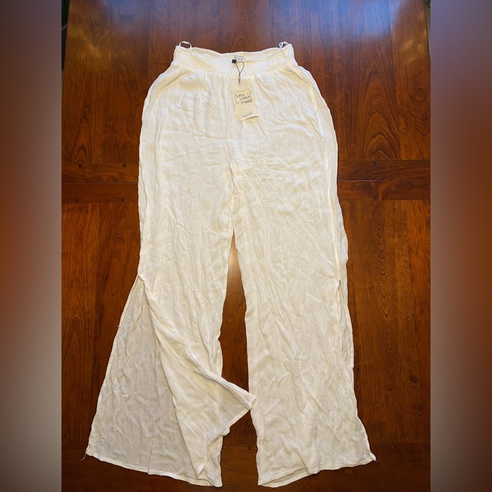 small salty lemon white beach pants